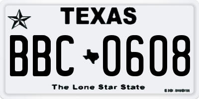 TX license plate BBC0608