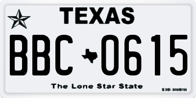 TX license plate BBC0615