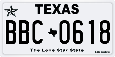 TX license plate BBC0618