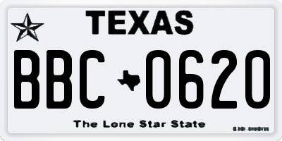 TX license plate BBC0620