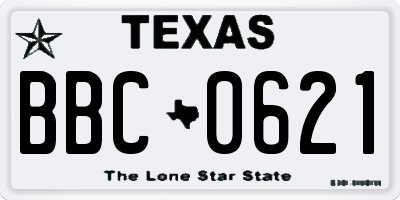 TX license plate BBC0621