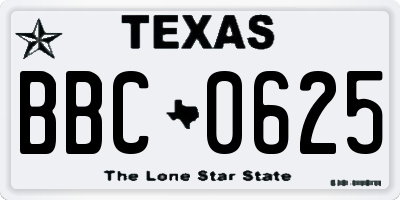 TX license plate BBC0625