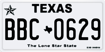 TX license plate BBC0629