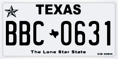 TX license plate BBC0631