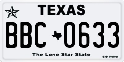 TX license plate BBC0633