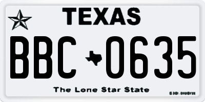 TX license plate BBC0635