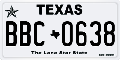 TX license plate BBC0638