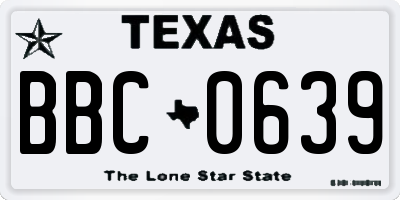 TX license plate BBC0639