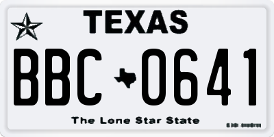 TX license plate BBC0641