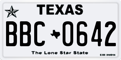 TX license plate BBC0642