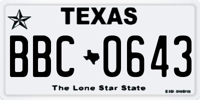 TX license plate BBC0643