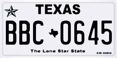 TX license plate BBC0645