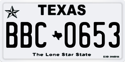 TX license plate BBC0653