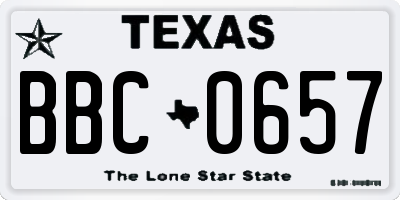 TX license plate BBC0657