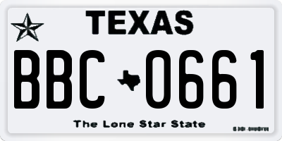 TX license plate BBC0661