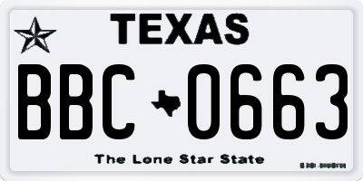 TX license plate BBC0663