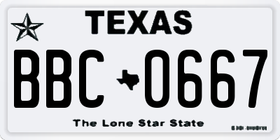 TX license plate BBC0667