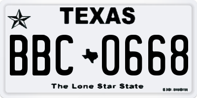 TX license plate BBC0668