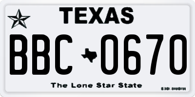 TX license plate BBC0670