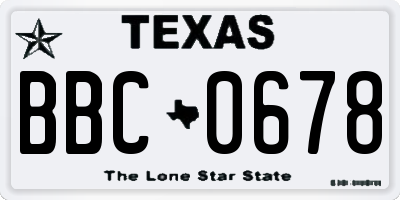 TX license plate BBC0678