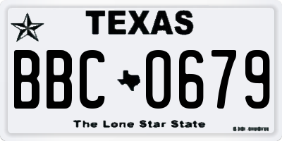 TX license plate BBC0679
