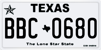 TX license plate BBC0680