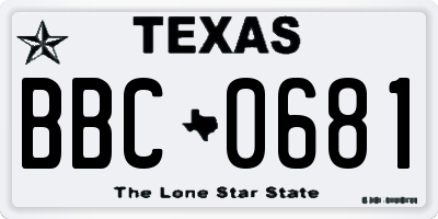 TX license plate BBC0681