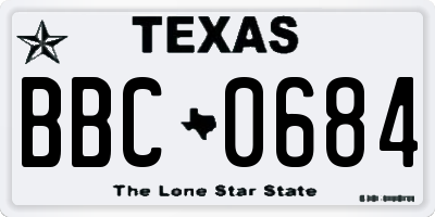 TX license plate BBC0684