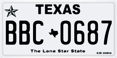 TX license plate BBC0687