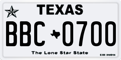 TX license plate BBC0700