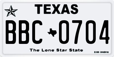 TX license plate BBC0704