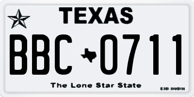 TX license plate BBC0711