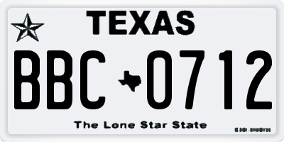 TX license plate BBC0712