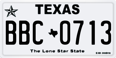 TX license plate BBC0713