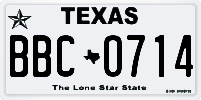 TX license plate BBC0714