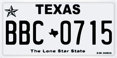 TX license plate BBC0715