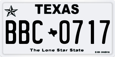 TX license plate BBC0717
