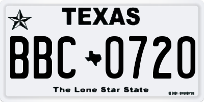 TX license plate BBC0720