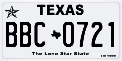 TX license plate BBC0721