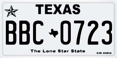 TX license plate BBC0723