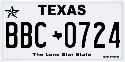 TX license plate BBC0724