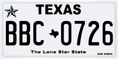 TX license plate BBC0726