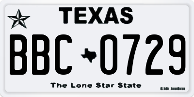 TX license plate BBC0729