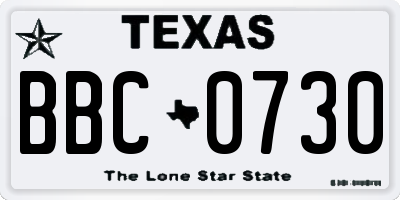 TX license plate BBC0730