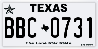 TX license plate BBC0731