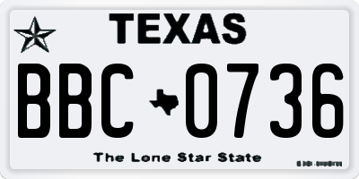 TX license plate BBC0736