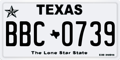 TX license plate BBC0739