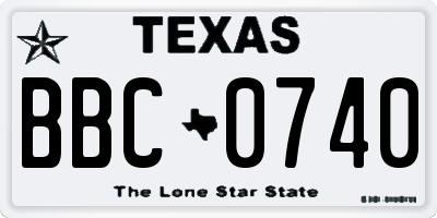 TX license plate BBC0740