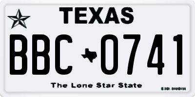 TX license plate BBC0741