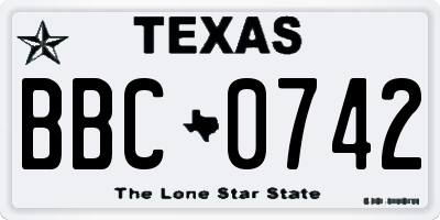 TX license plate BBC0742